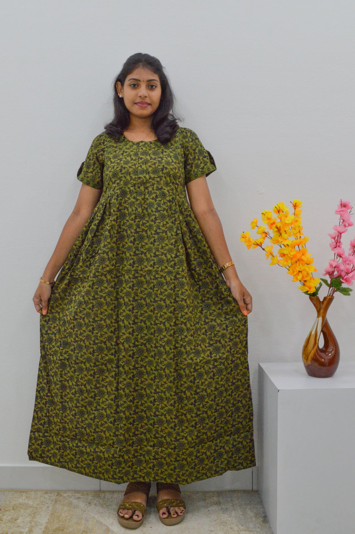 Cotton FROCK Model Casual Wear Nighties | Stylish Pleated Frock Style | Multipurpose Nighties | Pregnancy Wear | Pleated Model | Stylish Nighties for Stylish Women (MW)