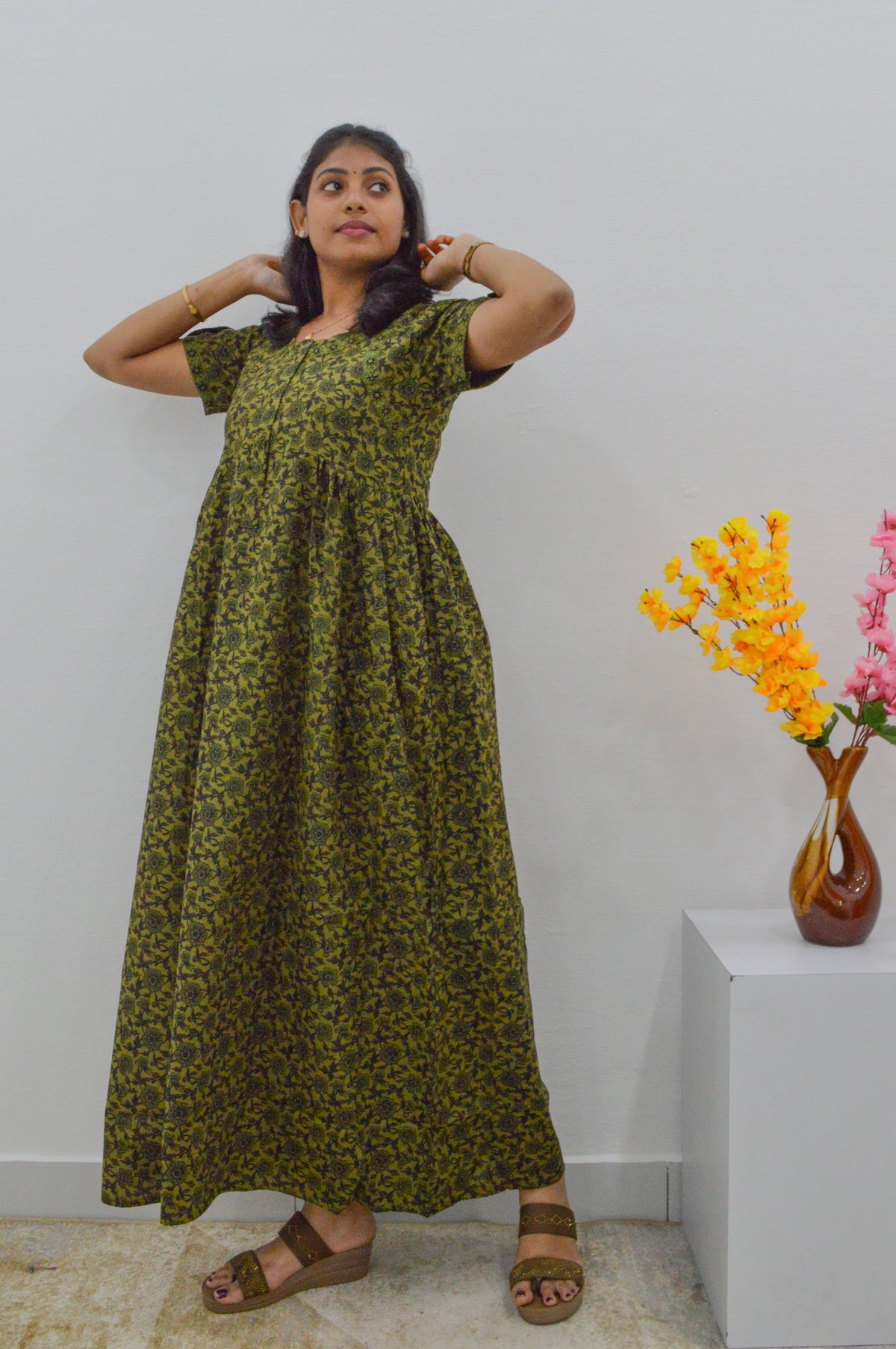 Cotton FROCK Model Casual Wear Nighties | Stylish Pleated Frock Style | Multipurpose Nighties | Pregnancy Wear | Pleated Model | Stylish Nighties for Stylish Women (MW)