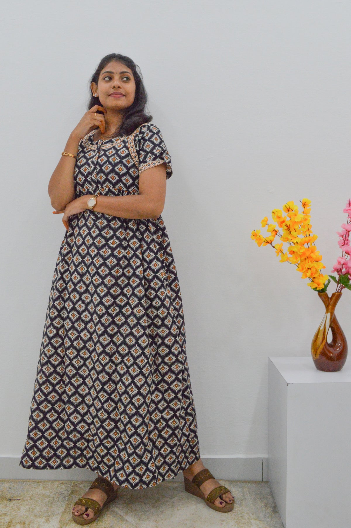 Cotton FROCK Model Casual Wear Nighties | Stylish Pleated Frock Style | Multipurpose Nighties | Pregnancy Wear | Pleated Model | Stylish Nighties for Stylish Women (MW)