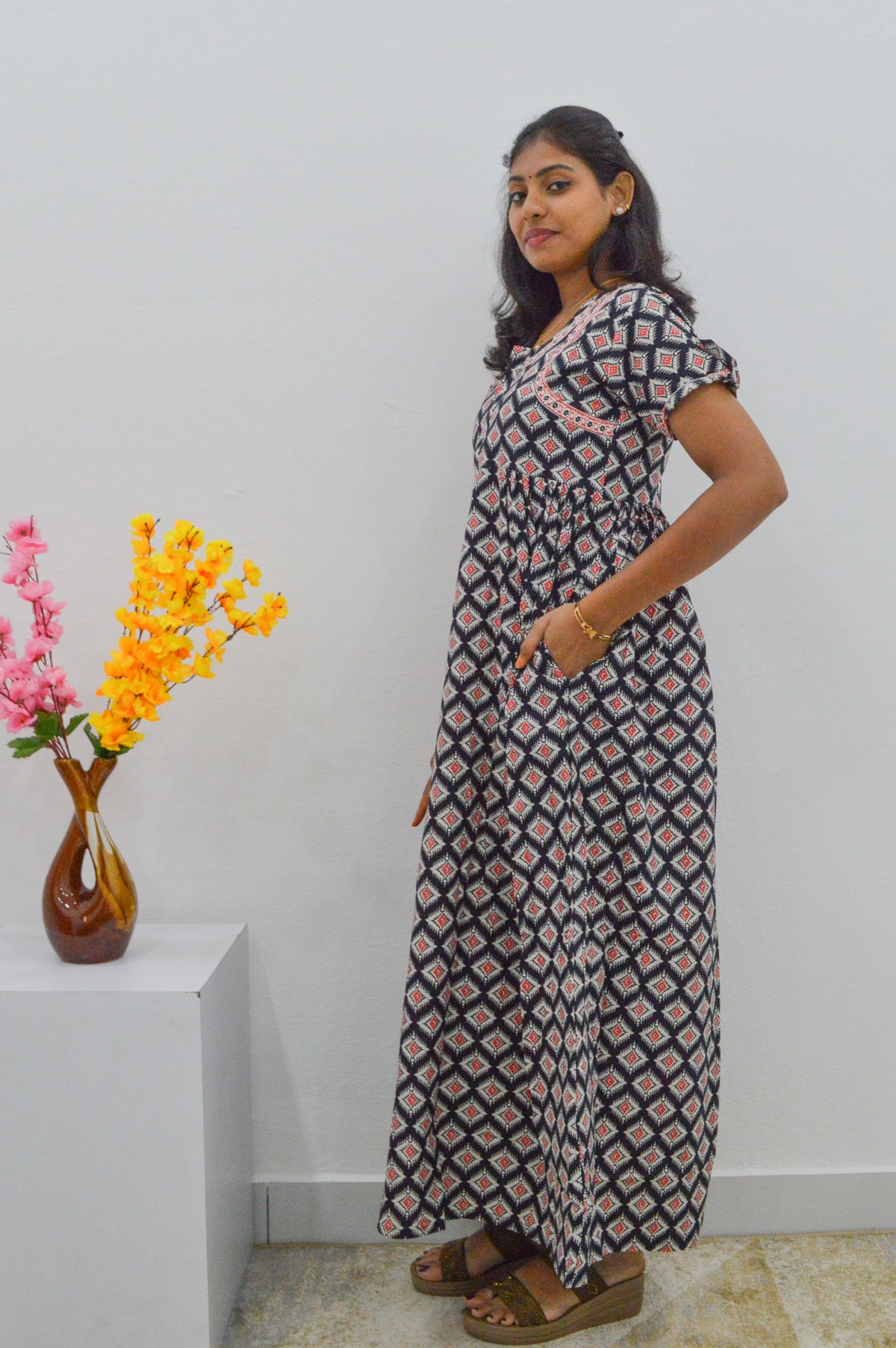 Cotton FROCK Model Casual Wear Nighties | Stylish Pleated Frock Style | Multipurpose Nighties | Pregnancy Wear | Pleated Model | Stylish Nighties for Stylish Women (MW)