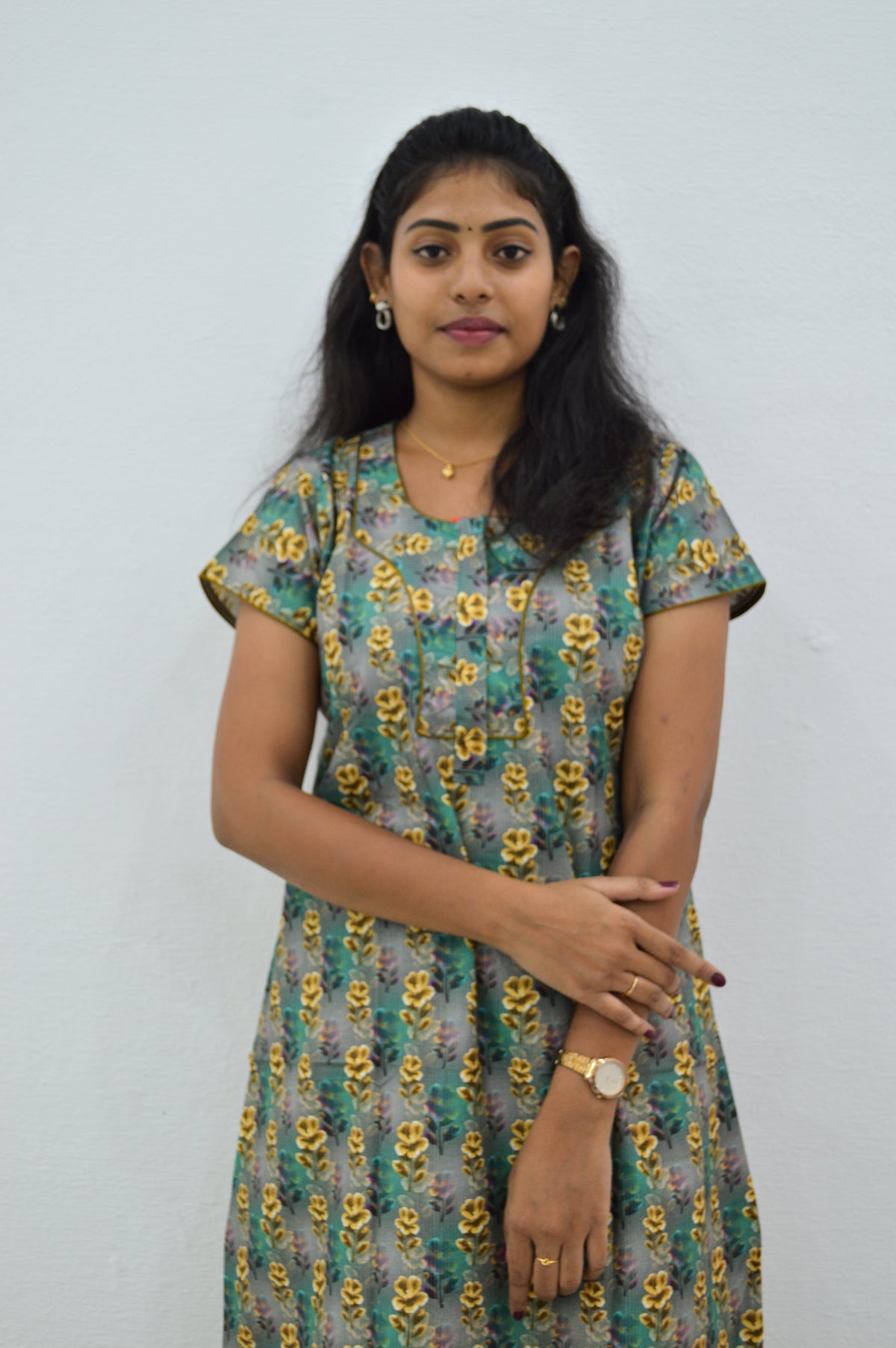 MANGAI New Regular Fit Cotton Printed Nighties - All Over Printed Stylish Nightwear for Stylish Women | Side Cut Pocket | Beautiful Nighties for Stylish Women's | Colourful Printed Cotton Nighties (CMC)