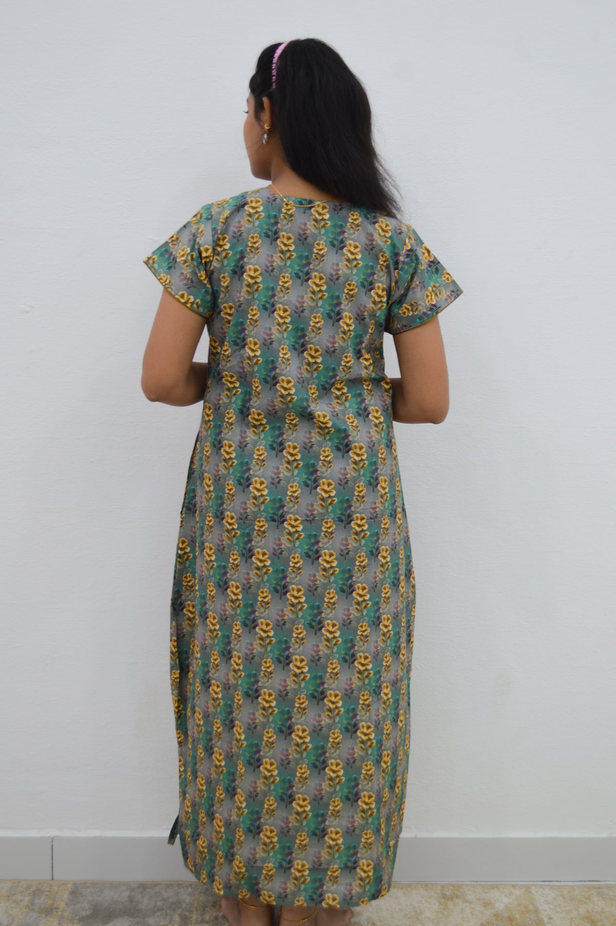 MANGAI New Regular Fit Cotton Printed Nighties - All Over Printed Stylish Nightwear for Stylish Women | Side Cut Pocket | Beautiful Nighties for Stylish Women's | Colourful Printed Cotton Nighties (CMC)