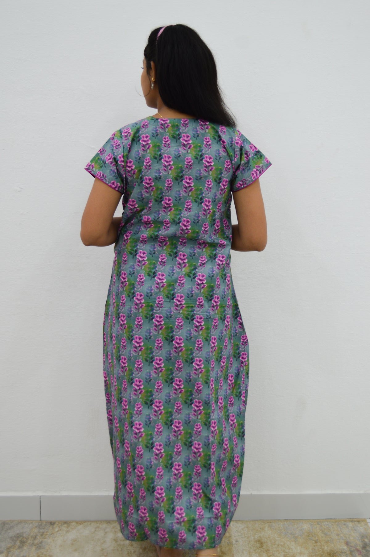 MANGAI New Regular Fit Cotton Printed Nighties - All Over Printed Stylish Nightwear for Stylish Women | Side Cut Pocket | Beautiful Nighties for Stylish Women's | Colourful Printed Cotton Nighties (CMC)