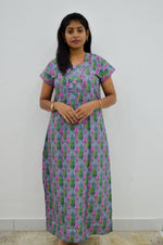 MANGAI New Regular Fit Cotton Printed Nighties - All Over Printed Stylish Nightwear for Stylish Women | Side Cut Pocket | Beautiful Nighties for Stylish Women's | Colourful Printed Cotton Nighties (CMC)