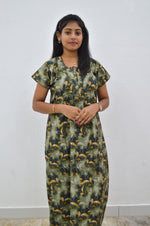 MANGAI New Regular Fit Cotton Printed Nighties - All Over Printed Stylish Nightwear for Stylish Women | Side Cut Pocket | Beautiful Nighties for Stylish Women's | Colourful Printed Cotton Nighties (CMC)