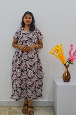 MANGAI Cotton Straight Zip Feeding Nighty |Post Pregnancy | Comfort and Style | Pleated Model | Soft Cotton Feeding Nighties (STF)