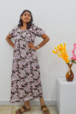 MANGAI Cotton Straight Zip Feeding Nighty |Post Pregnancy | Comfort and Style | Pleated Model | Soft Cotton Feeding Nighties (STF)