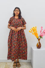 MANGAI Cotton Straight Zip Feeding Nighty |Post Pregnancy | Comfort and Style | Pleated Model | Soft Cotton Feeding Nighties (STF)