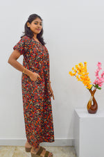 MANGAI Cotton Straight Zip Feeding Nighty |Post Pregnancy | Comfort and Style | Pleated Model | Soft Cotton Feeding Nighties (STF)