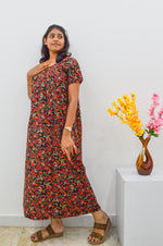 MANGAI Cotton Straight Zip Feeding Nighty |Post Pregnancy | Comfort and Style | Pleated Model | Soft Cotton Feeding Nighties (STF)