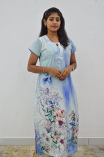 MANGAI New Regular Fit Cotton Printed Nighties - All Over Printed Stylish Nightwear for Stylish Women | Side Cut Pocket | Beautiful Nighties for Stylish Women's | Colourful Printed Cotton Nighties (CMC)