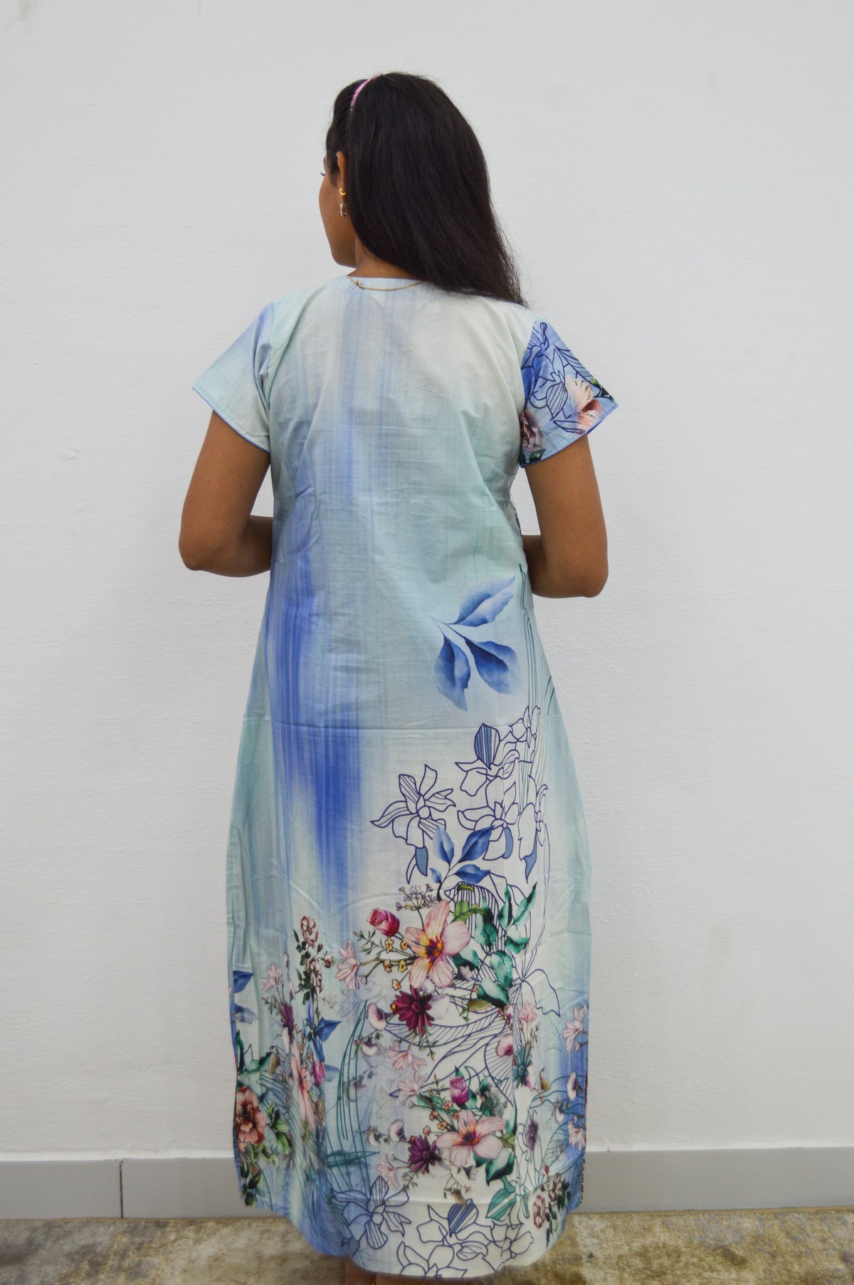 MANGAI New Regular Fit Cotton Printed Nighties - All Over Printed Stylish Nightwear for Stylish Women | Side Cut Pocket | Beautiful Nighties for Stylish Women's | Colourful Printed Cotton Nighties (CMC)