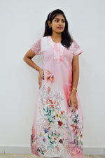 MANGAI New Regular Fit Cotton Printed Nighties - All Over Printed Stylish Nightwear for Stylish Women | Side Cut Pocket | Beautiful Nighties for Stylish Women's | Colourful Printed Cotton Nighties (CMC)