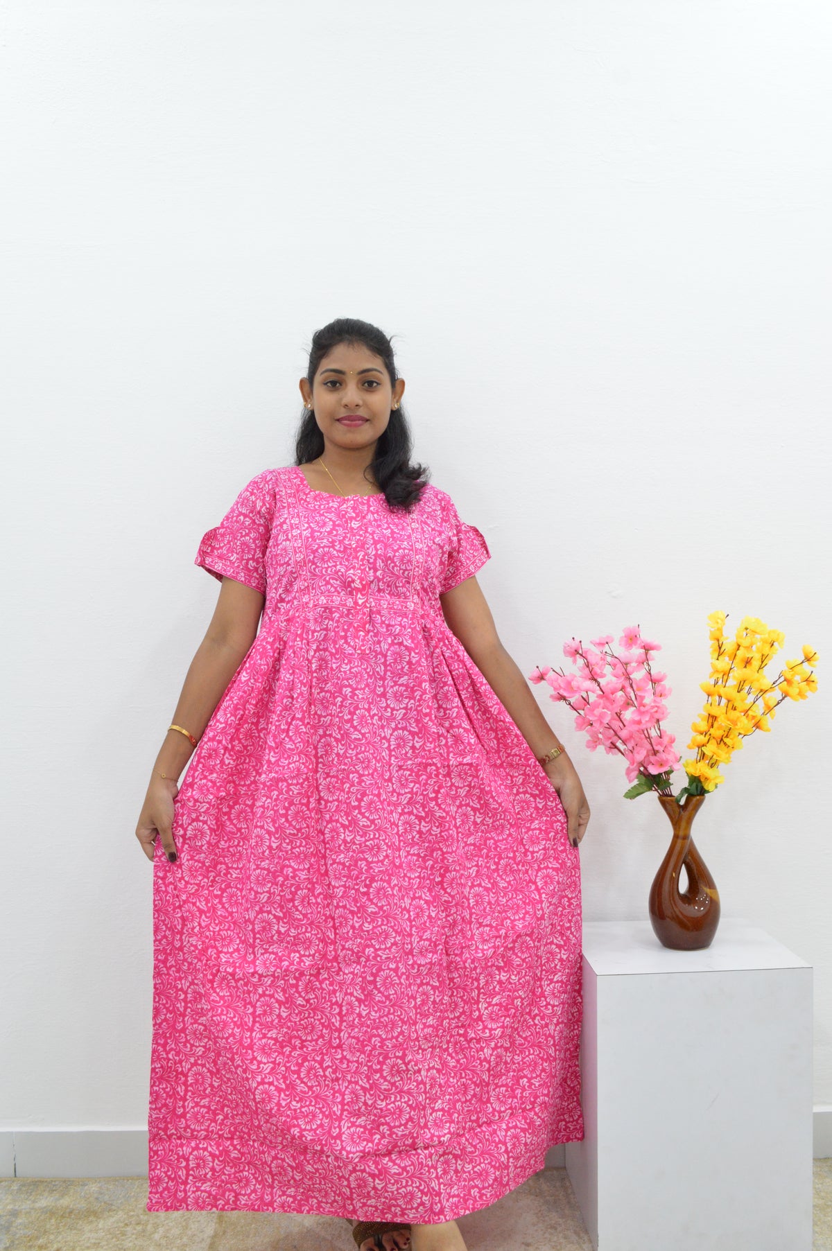 Cotton FROCK Model Casual Wear Nighties | Stylish Pleated Frock Style | Multipurpose Nighties | Pregnancy Wear | Pleated Model | Stylish Nighties for Stylish Women (PWC)