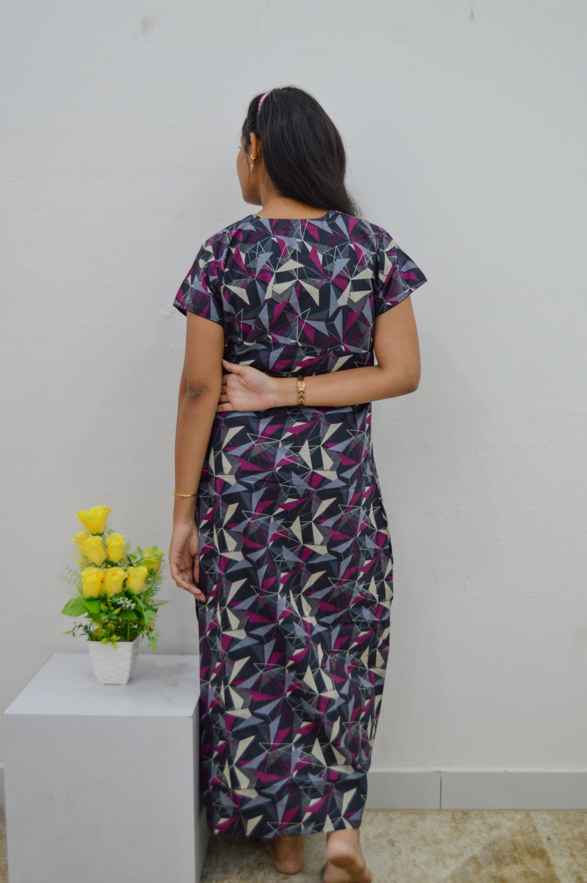 MANGAI New Regular Fit Cotton Printed Nighties - All Over Printed Stylish Nightwear for Stylish Women | Side Cut Pocket | Beautiful Nighties for Stylish Women's | Colourful Printed Cotton Nighties (HCC)