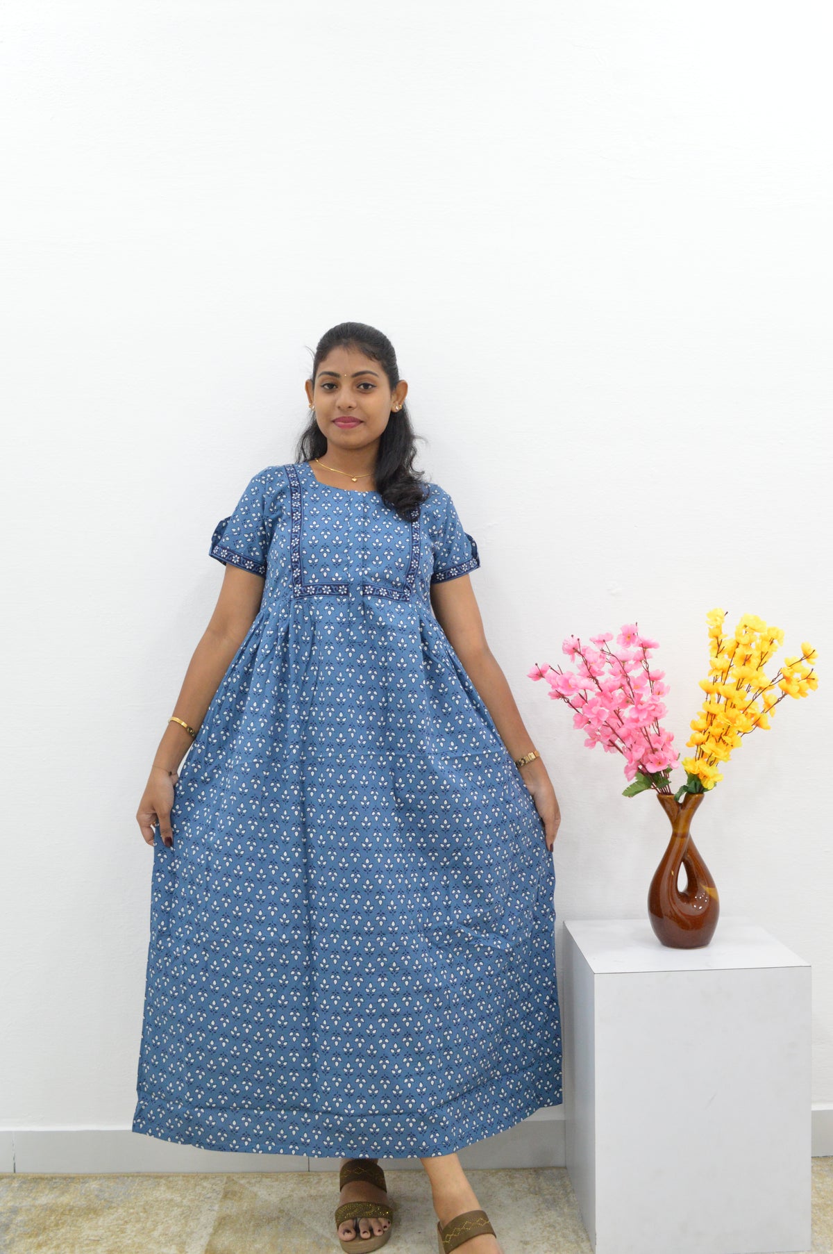 Cotton FROCK Model Casual Wear Nighties | Stylish Pleated Frock Style | Multipurpose Nighties | Pregnancy Wear | Pleated Model | Stylish Nighties for Stylish Women (PWC)