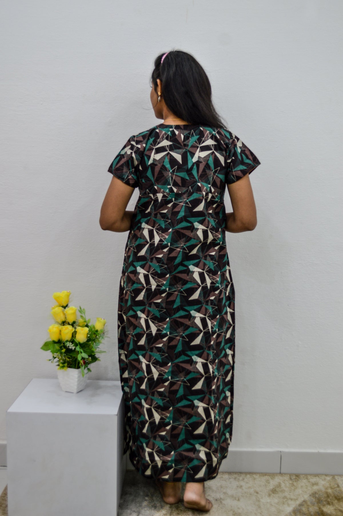 MANGAI New Regular Fit Cotton Printed Nighties - All Over Printed Stylish Nightwear for Stylish Women | Side Cut Pocket | Beautiful Nighties for Stylish Women's | Colourful Printed Cotton Nighties (HCC)