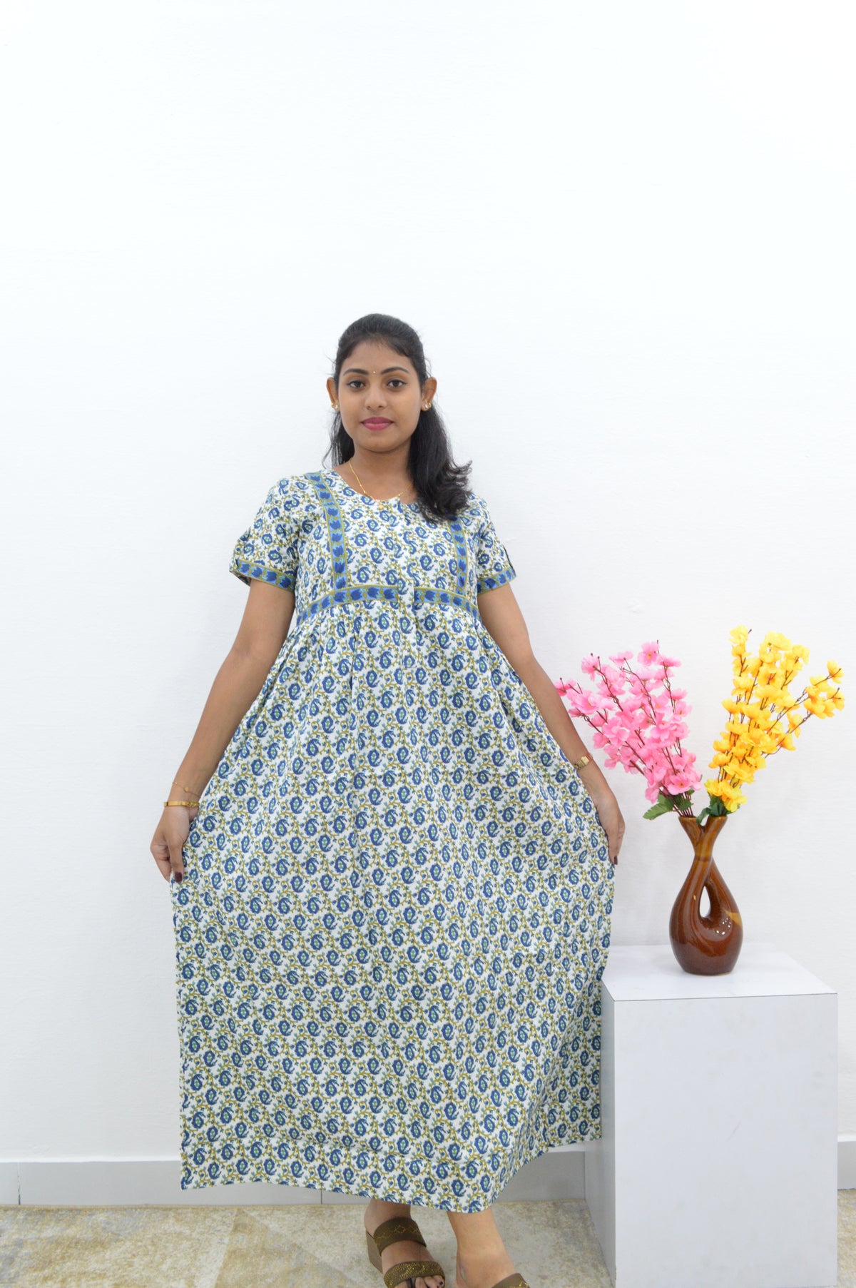 Cotton FROCK Model Casual Wear Nighties | Stylish Pleated Frock Style | Multipurpose Nighties | Pregnancy Wear | Pleated Model | Stylish Nighties for Stylish Women (PWC)