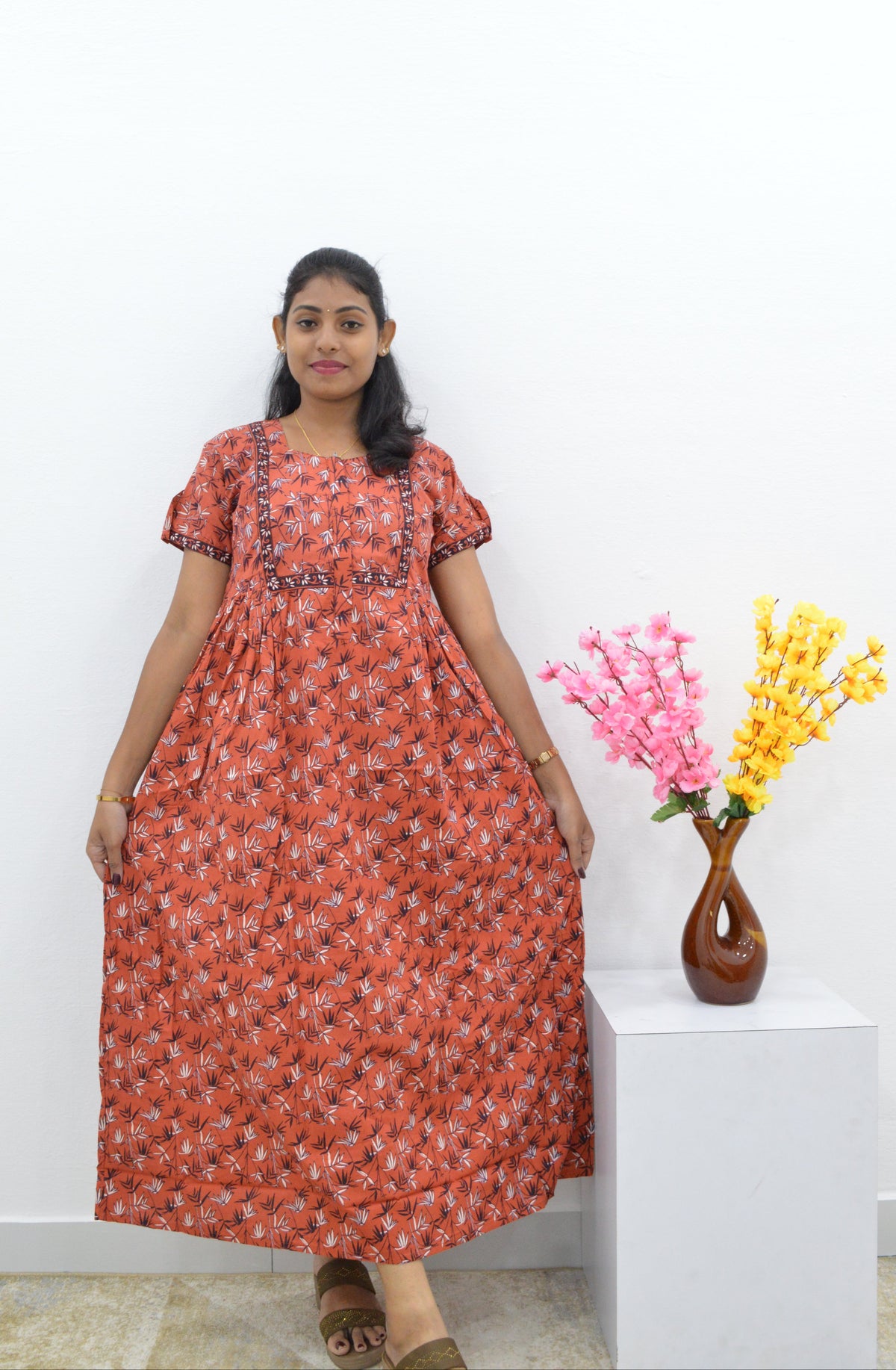 Cotton FROCK Model Casual Wear Nighties | Stylish Pleated Frock Style | Multipurpose Nighties | Pregnancy Wear | Pleated Model | Stylish Nighties for Stylish Women (PWC)