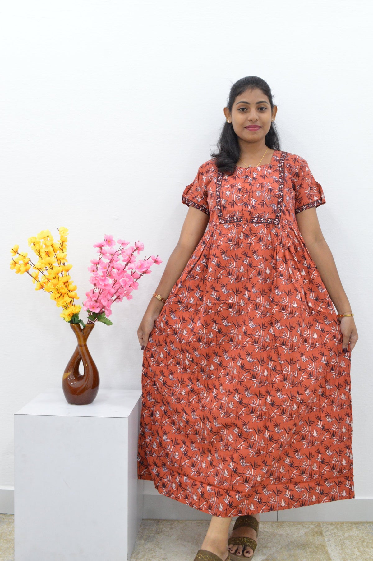 Cotton FROCK Model Casual Wear Nighties | Stylish Pleated Frock Style | Multipurpose Nighties | Pregnancy Wear | Pleated Model | Stylish Nighties for Stylish Women (PWC)