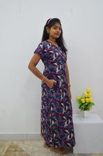 MANGAI New Regular Fit Cotton Printed Nighties - All Over Printed Stylish Nightwear for Stylish Women | Side Cut Pocket | Beautiful Nighties for Stylish Women's | Colourful Printed Cotton Nighties (HCC)