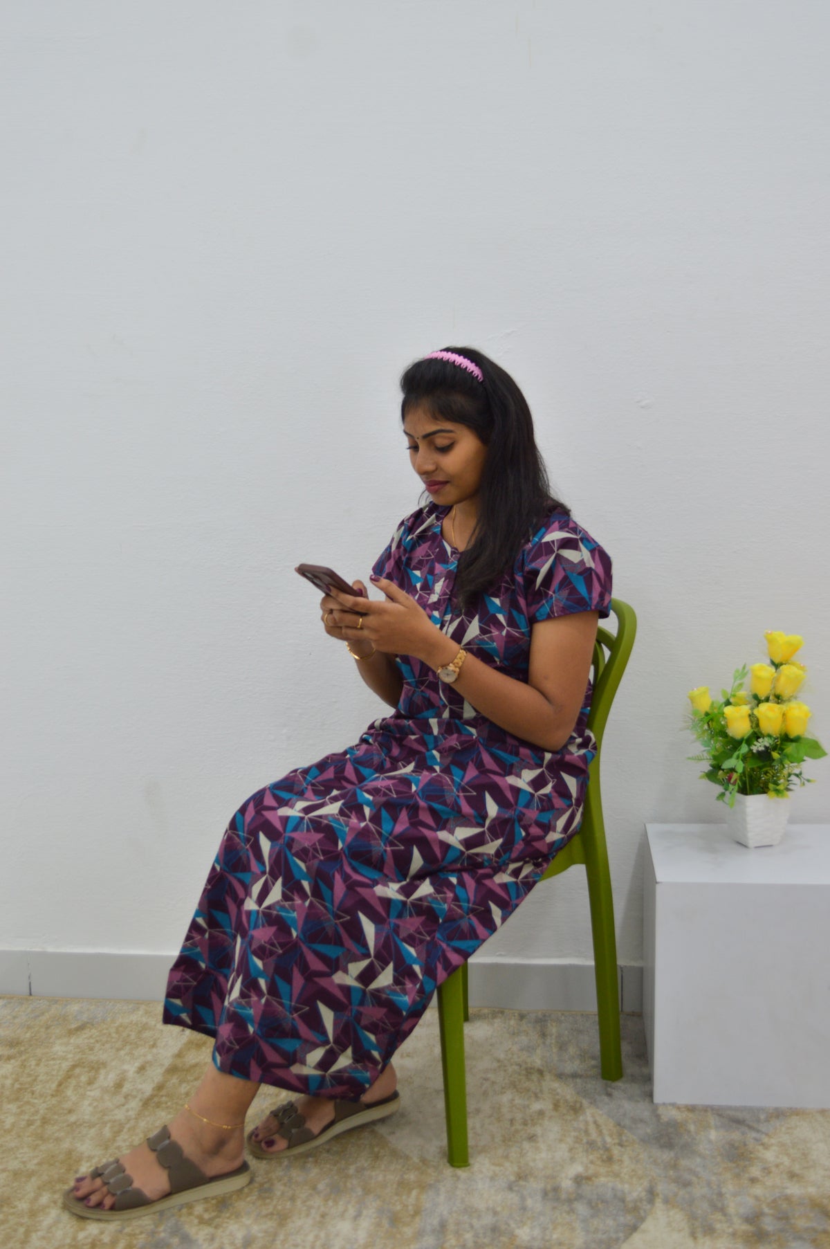 MANGAI New Regular Fit Cotton Printed Nighties - All Over Printed Stylish Nightwear for Stylish Women | Side Cut Pocket | Beautiful Nighties for Stylish Women's | Colourful Printed Cotton Nighties (HCC)