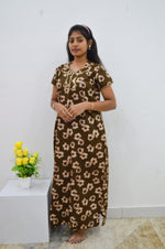 MANGAI New Regular Fit Cotton Printed Nighties - All Over Printed Stylish Nightwear for Stylish Women | Side Cut Pocket | Beautiful Nighties for Stylish Women's | Colourful Printed Cotton Nighties (ATR)