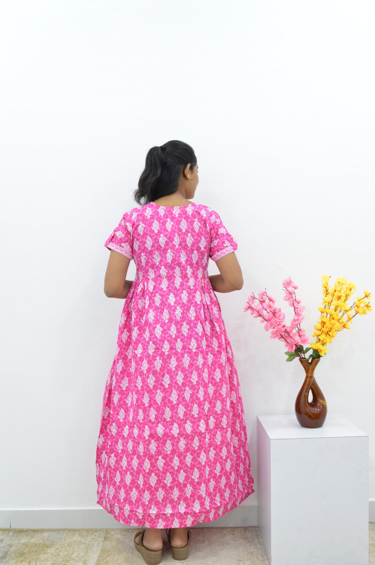 MANGAI Premium Casual Wear Cotton FROCK Model Nighties | Stylish Pleated Frock Style | Multipurpose Nighties | Casual & Pregnancy Wear | Pleated Model | Stylish Nighties for Stylish Women (PWC)