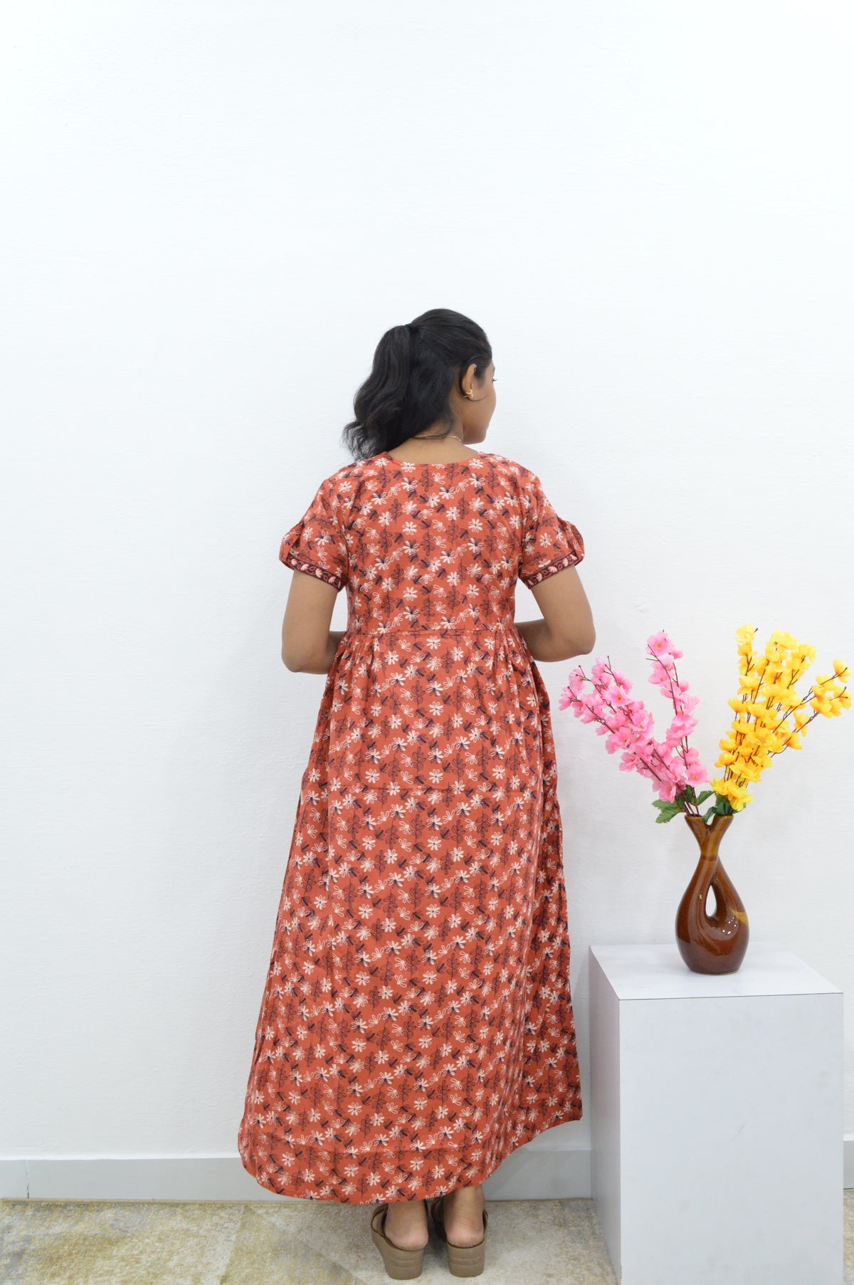 MANGAI Premium Casual Wear Cotton FROCK Model Nighties | Stylish Pleated Frock Style | Multipurpose Nighties | Casual & Pregnancy Wear | Pleated Model | Stylish Nighties for Stylish Women (PWC)