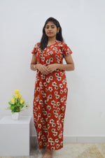 MANGAI New Regular Fit Cotton Printed Nighties - All Over Printed Stylish Nightwear for Stylish Women | Side Cut Pocket | Beautiful Nighties for Stylish Women's | Colourful Printed Cotton Nighties (ATR)