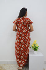 MANGAI New Regular Fit Cotton Printed Nighties - All Over Printed Stylish Nightwear for Stylish Women | Side Cut Pocket | Beautiful Nighties for Stylish Women's | Colourful Printed Cotton Nighties (ATR)