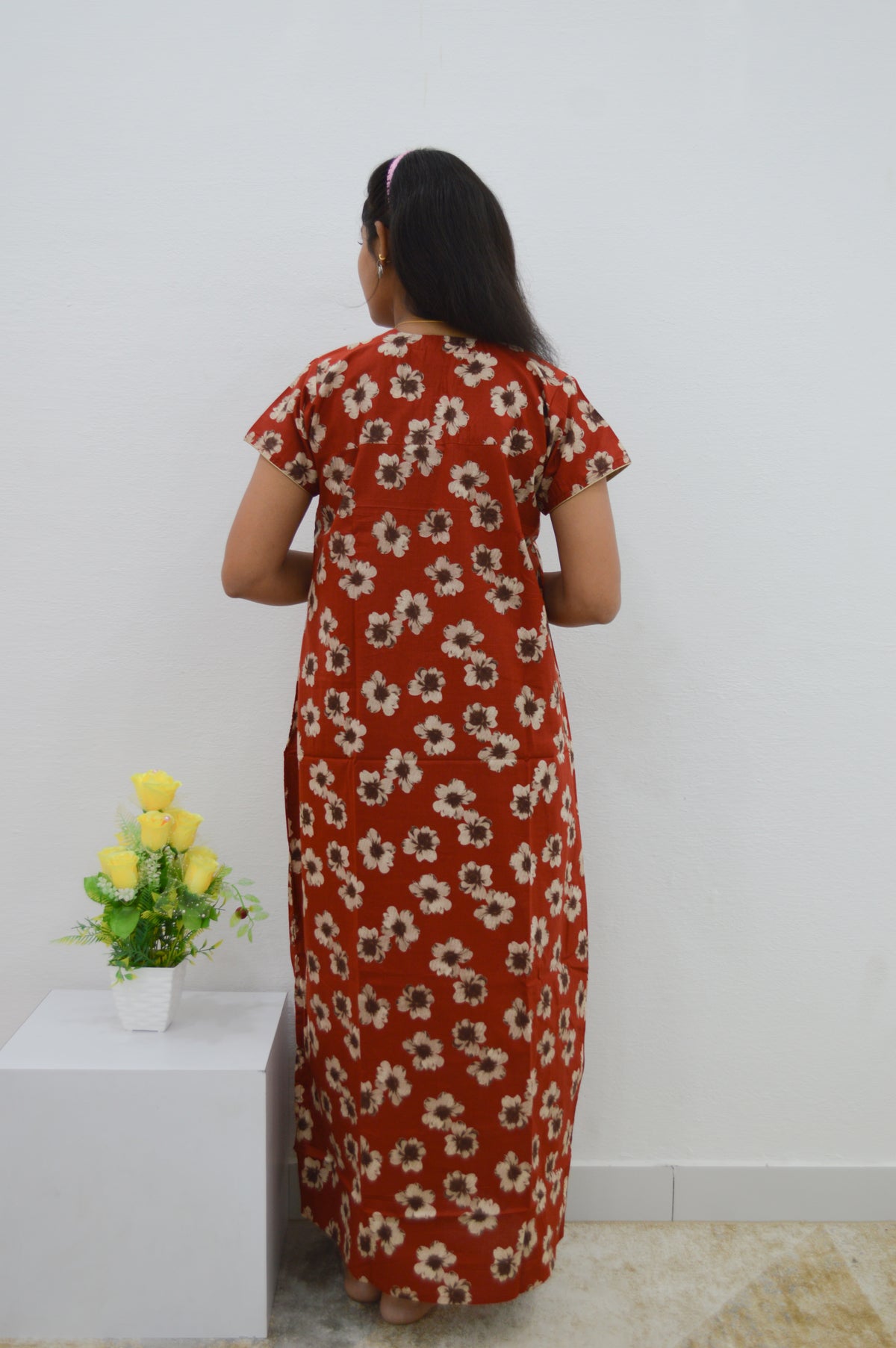 MANGAI New Regular Fit Cotton Printed Nighties - All Over Printed Stylish Nightwear for Stylish Women | Side Cut Pocket | Beautiful Nighties for Stylish Women's | Colourful Printed Cotton Nighties (ATR)