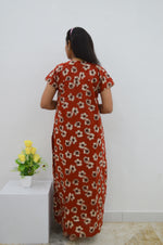 MANGAI New Regular Fit Cotton Printed Nighties - All Over Printed Stylish Nightwear for Stylish Women | Side Cut Pocket | Beautiful Nighties for Stylish Women's | Colourful Printed Cotton Nighties (ATR)