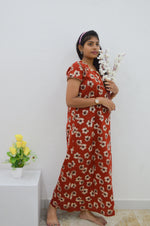 MANGAI New Regular Fit Cotton Printed Nighties - All Over Printed Stylish Nightwear for Stylish Women | Side Cut Pocket | Beautiful Nighties for Stylish Women's | Colourful Printed Cotton Nighties (ATR)