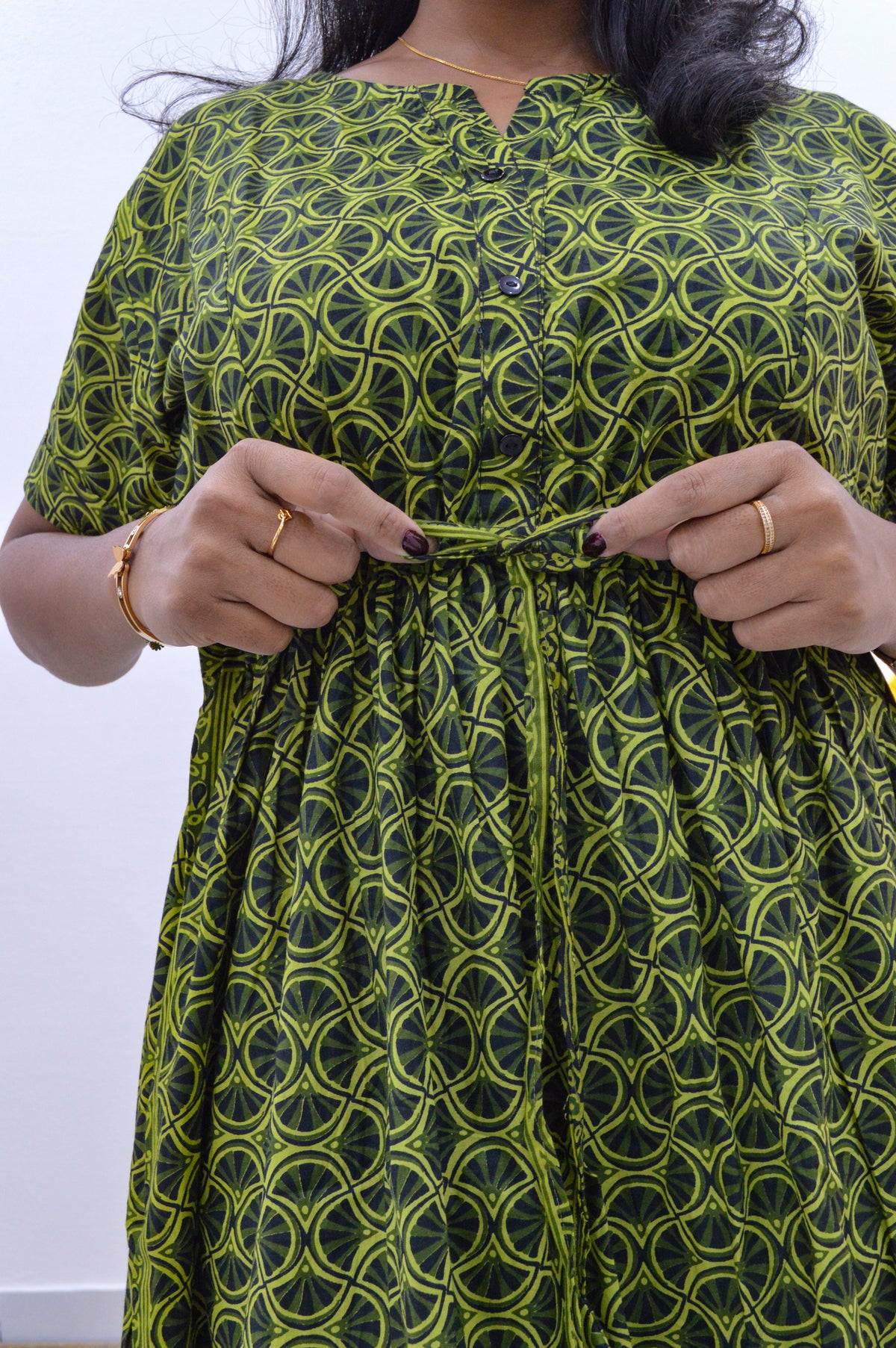 Cotton Gathering Frock for Summer Arrivals | Side Pocket | Button Closed | Elegant Casual Night Wear for Trendy Women's (FKC)