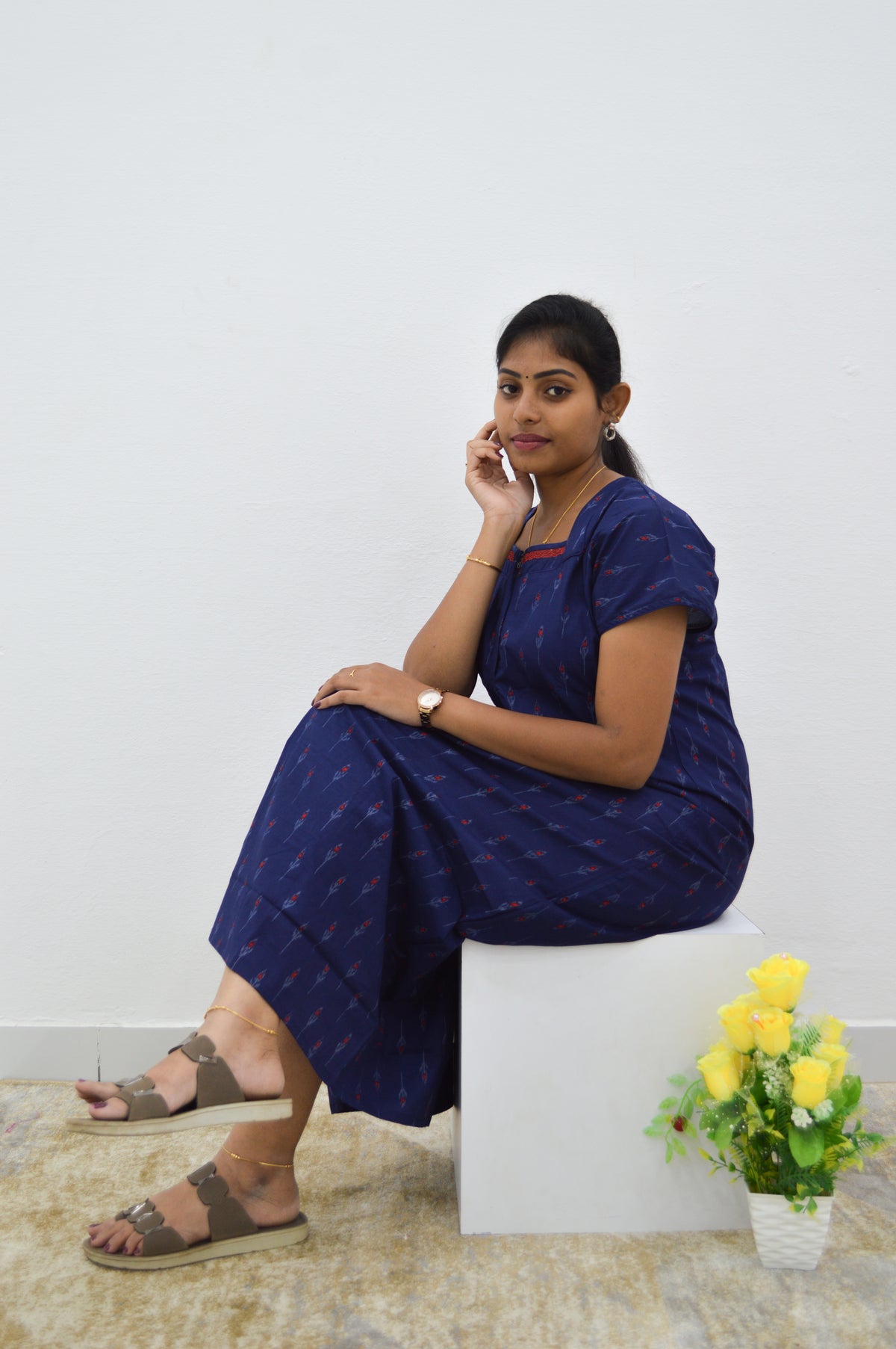 MANGAI New Regular Fit Cotton Printed Nighties - All Over Printed Stylish Nightwear for Stylish Women | Side Cut Pocket | Beautiful Nighties for Stylish Women's | Colourful Printed Cotton Nighties (HCC)