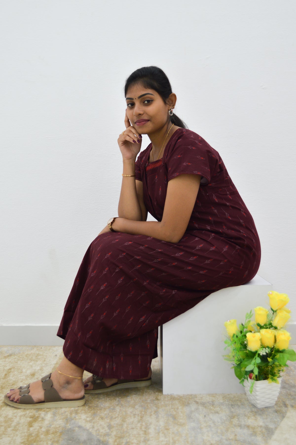 MANGAI New Regular Fit Cotton Printed Nighties - All Over Printed Stylish Nightwear for Stylish Women | Side Cut Pocket | Beautiful Nighties for Stylish Women's | Colourful Printed Cotton Nighties (HCC)