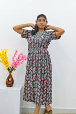 Cotton Gathering Frock for Summer Arrivals | Side Pocket | Button Closed | Elegant Casual Night Wear for Trendy Women's (FKC)