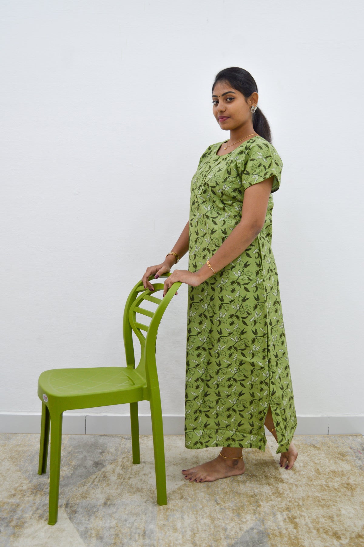 MANGAI New Regular Fit Cotton Printed Nighties - All Over Printed Stylish Nightwear for Stylish Women | Side Cut Pocket | Beautiful Nighties for Stylish Women's | Colourful Printed Cotton Nighties (HCC)