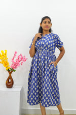 Cotton Gathering Frock for Summer Arrivals | Side Pocket | Button Closed | Elegant Casual Night Wear for Trendy Women's (FKC)