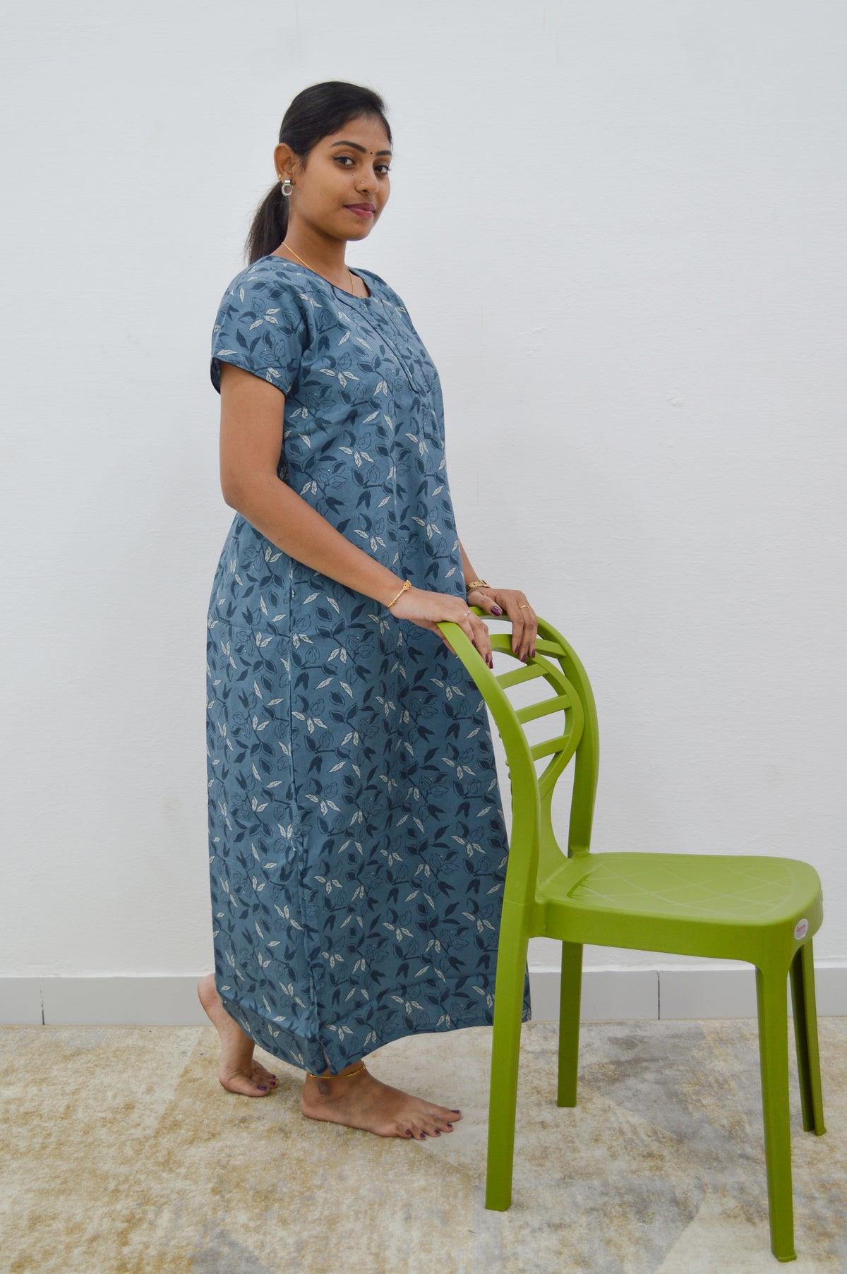 MANGAI New Regular Fit Cotton Printed Nighties - All Over Printed Stylish Nightwear for Stylish Women | Side Cut Pocket | Beautiful Nighties for Stylish Women's | Colourful Printed Cotton Nighties (HCC)