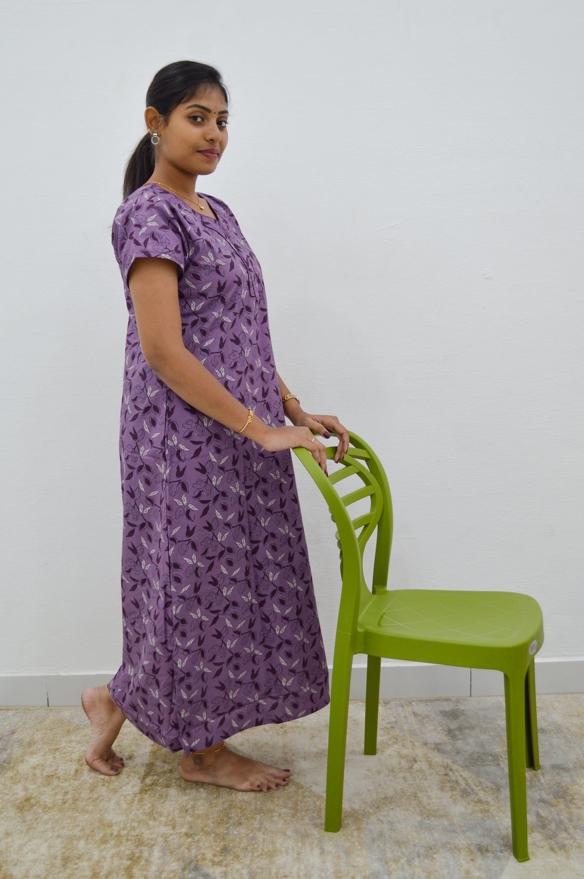 MANGAI New Regular Fit Cotton Printed Nighties - All Over Printed Stylish Nightwear for Stylish Women | Side Cut Pocket | Beautiful Nighties for Stylish Women's | Colourful Printed Cotton Nighties (HCC)