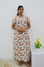 MANGAI New Regular Fit Cotton Printed Nighties - All Over Printed Stylish Nightwear for Stylish Women | Side Cut Pocket | Beautiful Nighties for Stylish Women's | Colourful Printed Cotton Nighties (CMC)