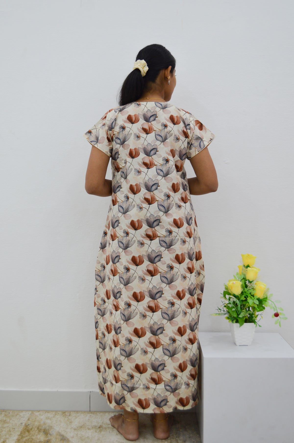 MANGAI New Regular Fit Cotton Printed Nighties - All Over Printed Stylish Nightwear for Stylish Women | Side Cut Pocket | Beautiful Nighties for Stylish Women's | Colourful Printed Cotton Nighties (CMC)