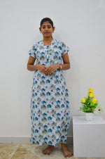 MANGAI New Regular Fit Cotton Printed Nighties - All Over Printed Stylish Nightwear for Stylish Women | Side Cut Pocket | Beautiful Nighties for Stylish Women's | Colourful Printed Cotton Nighties (CMC)