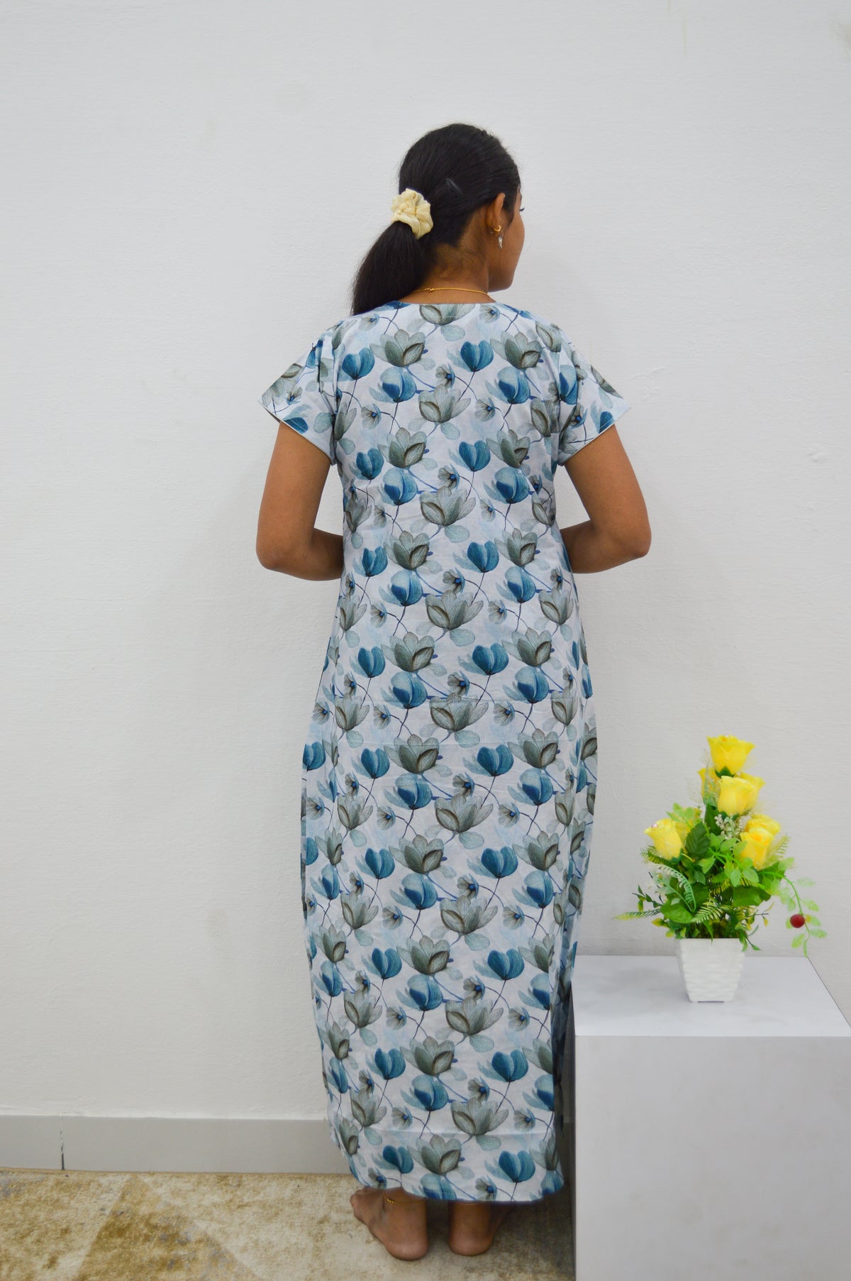 MANGAI New Regular Fit Cotton Printed Nighties - All Over Printed Stylish Nightwear for Stylish Women | Side Cut Pocket | Beautiful Nighties for Stylish Women's | Colourful Printed Cotton Nighties (CMC)