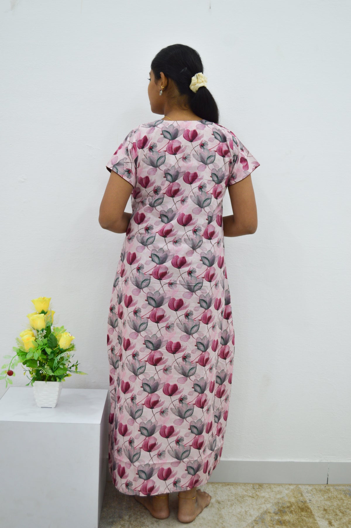 MANGAI New Regular Fit Cotton Printed Nighties - All Over Printed Stylish Nightwear for Stylish Women | Side Cut Pocket | Beautiful Nighties for Stylish Women's | Colourful Printed Cotton Nighties (CMC)