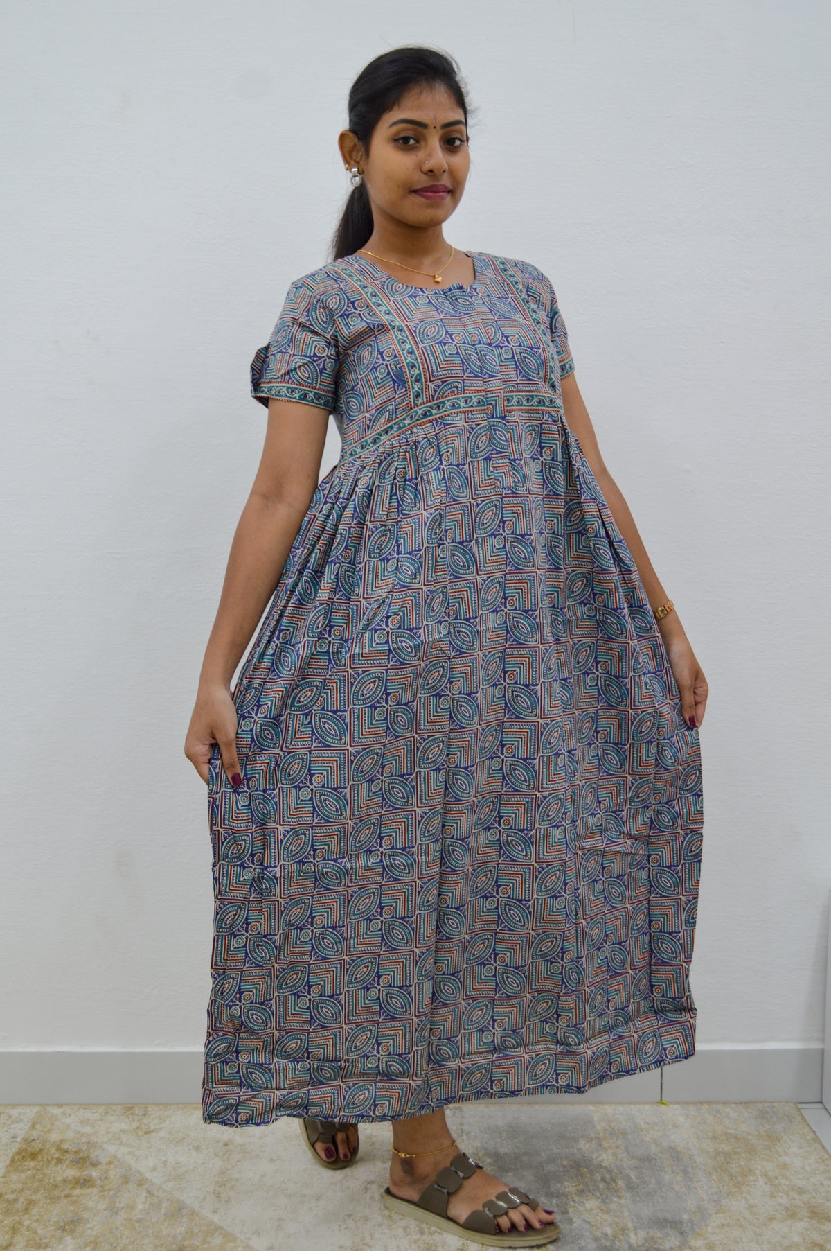 Cotton FROCK Model Casual Wear Nighties | Stylish Pleated Frock Style | Multipurpose Nighties | Pregnancy Wear | Pleated Model | Stylish Nighties for Stylish Women (PWC)