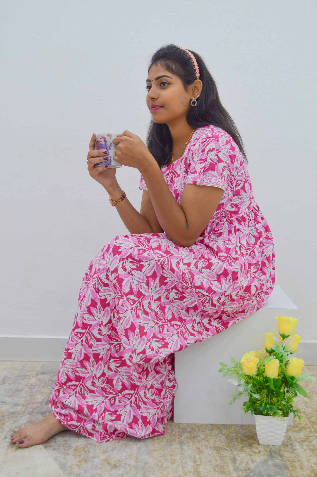 Cotton FROCK Model Casual Wear Nighties | Stylish Pleated Frock Style | Multipurpose Nighties | Pregnancy Wear | Pleated Model | Stylish Nighties for Stylish Women (PWC)