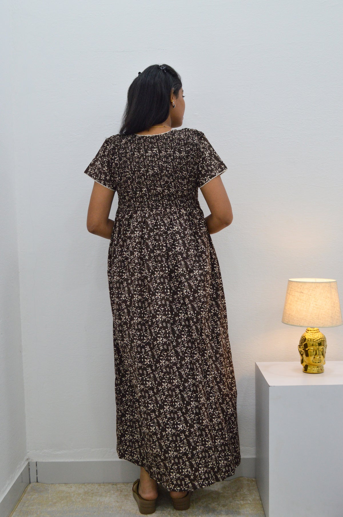 Crush Smocking Nighties for Stylish Women | Soft wrinkled texture Smocking Model | Rounded neck with Side Pocket | Daily wear Nighties for trendy women (PPL)